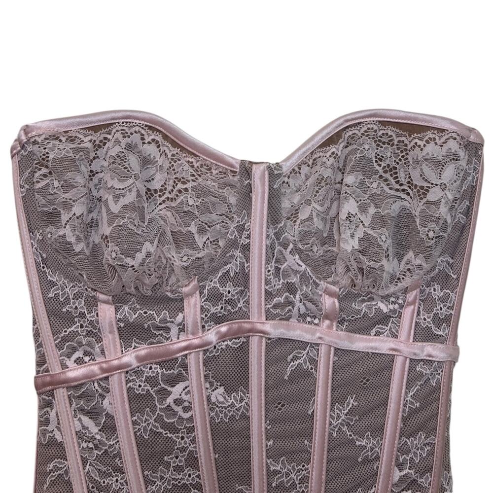 House of CB NWT Women's 'Ayana' Lace Boned Corset Top, Veiled Rose Pink, X-Small - Picture 8 of 12